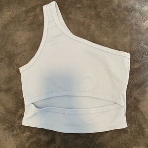 SHEIN White Asymmetrical Cut Out Tank Top